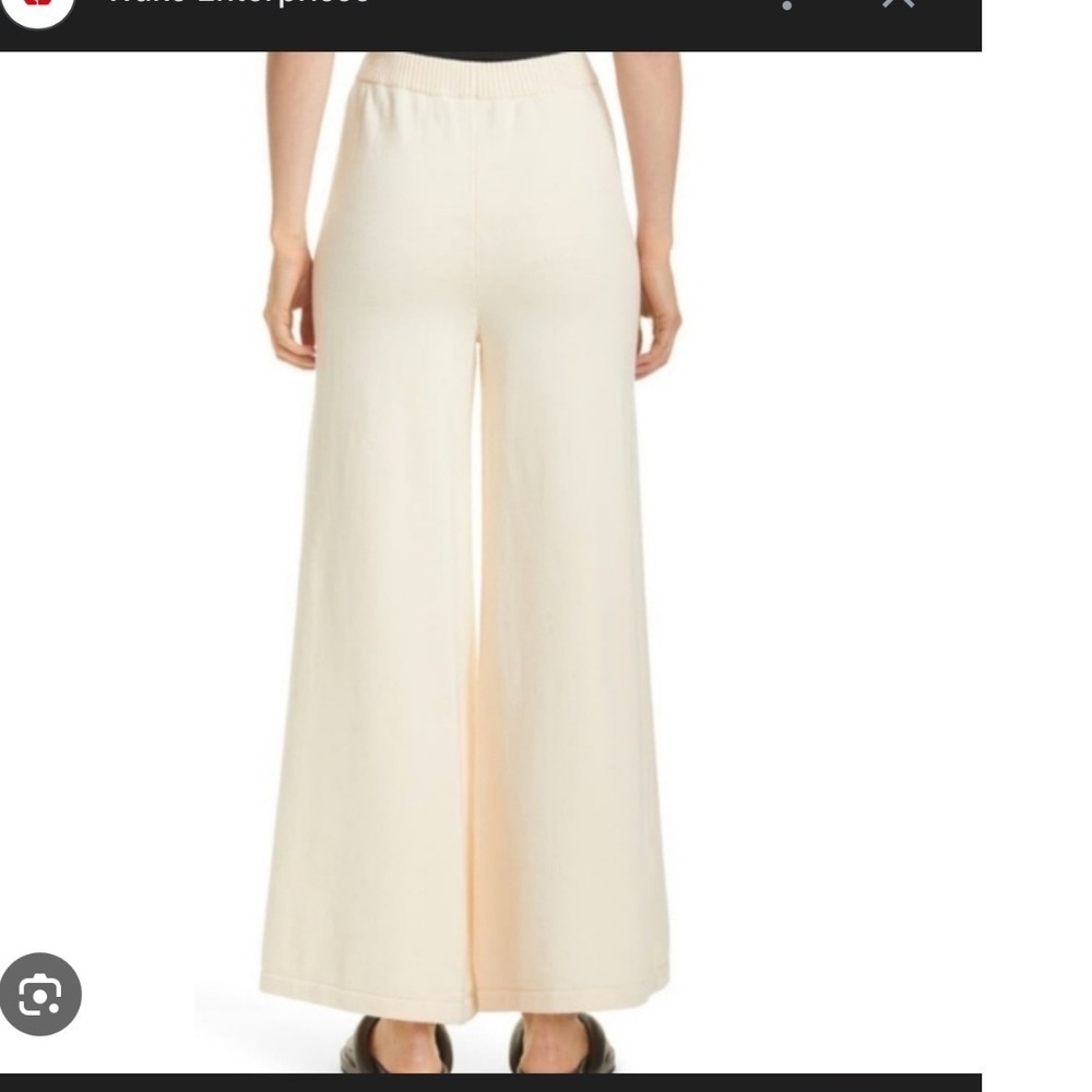 Staud Mitchell Super High Waisted Knit Wide Leg Pants Cream Medium